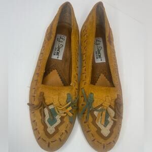Vintage leather L J Simone New York loafers shoes flats 7 tassel boho